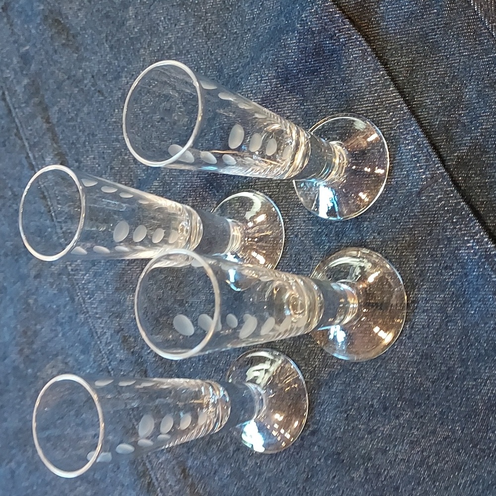 Footed liquor liqueur cordial shot glasses flutes set of 4 vintage